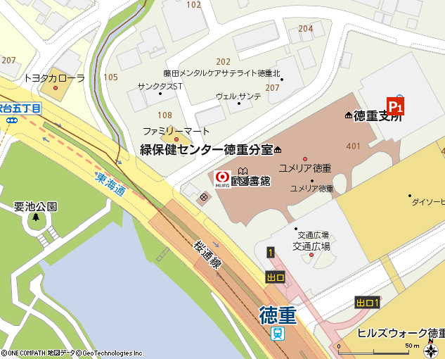 徳重支店付近の地図